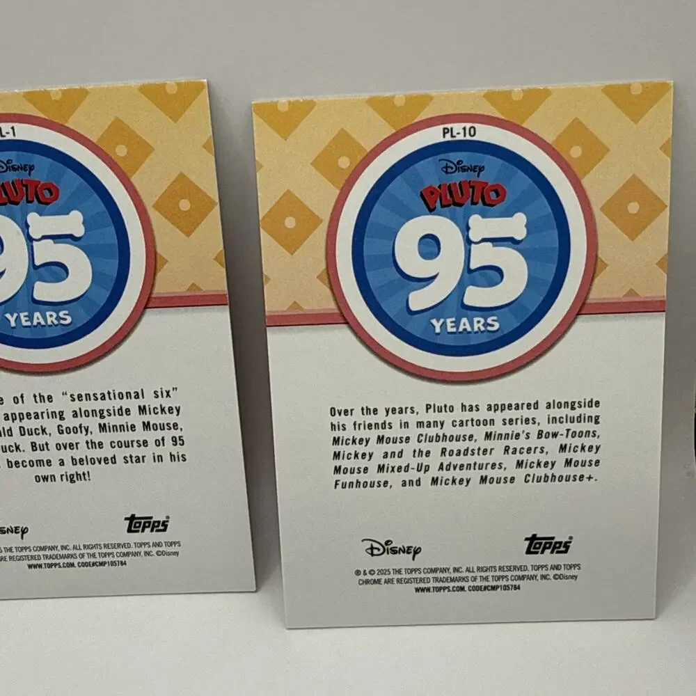 Pluto 2025 Topps Chrome Disney Pluto 95th Anniversary #PL-1, #PL-7, #PL-10